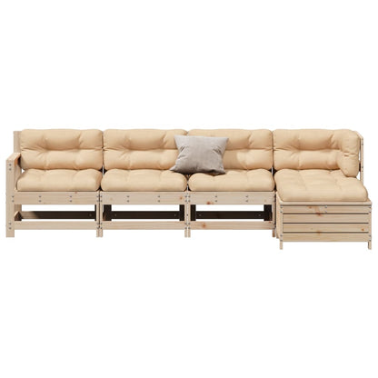 Set Divani Giardino 6 pz con Cuscini in Legno Massello di Pino