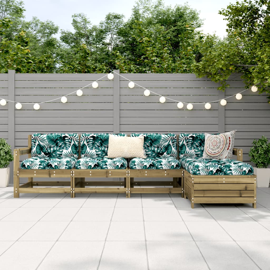 Set Divani da Giardino 5 pz in Legno Impregnato di Pino