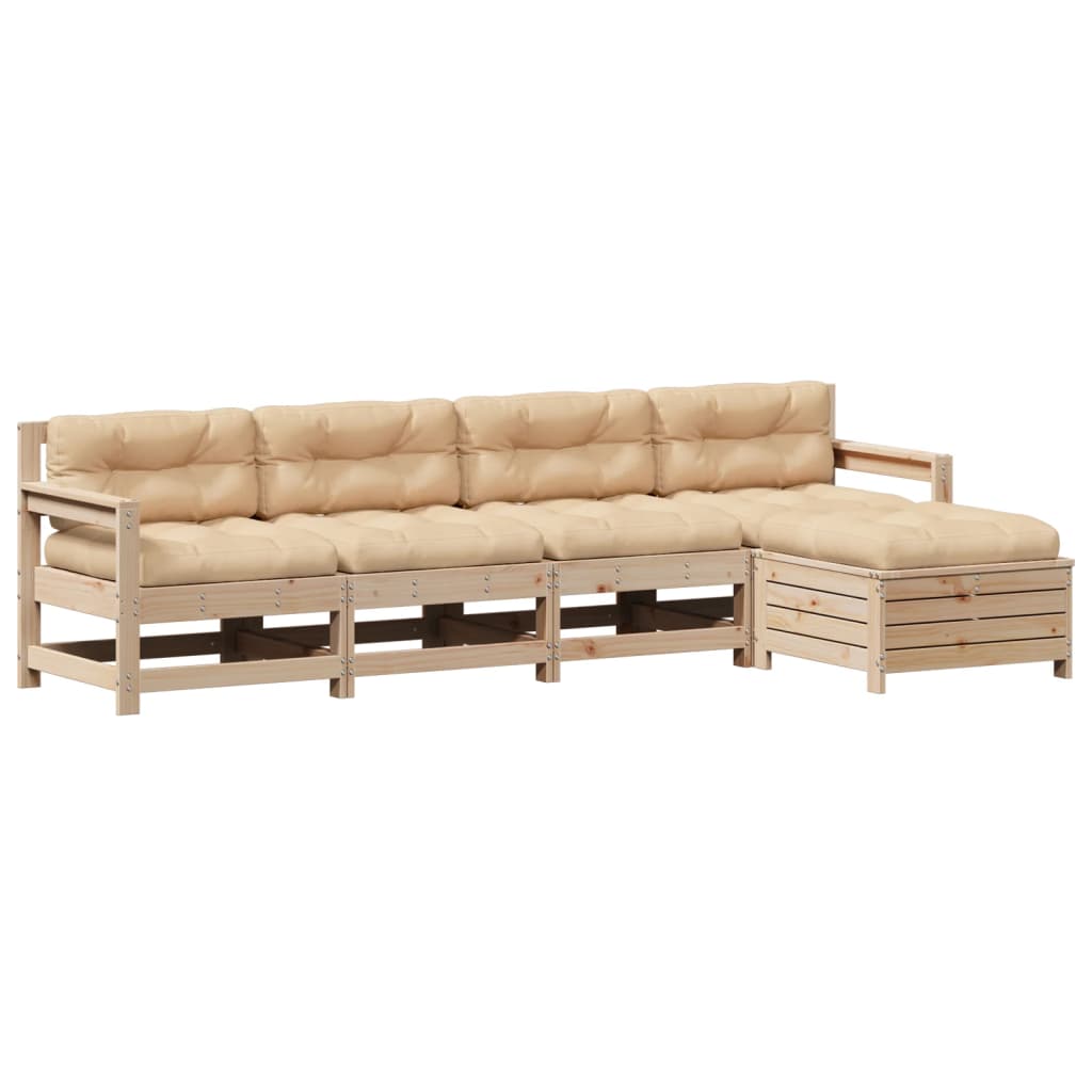 Set Divani Giardino 6 pz con Cuscini in Legno Massello di Pino
