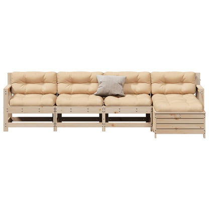 Set Divani Giardino 6 pz con Cuscini in Legno Massello di Pino