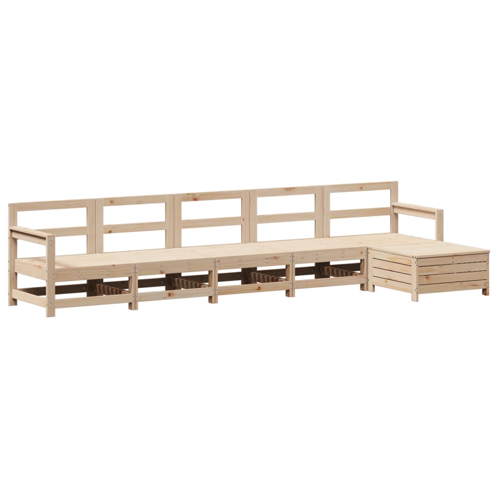 Set Divani da Giardino 6 pz in Legno Massello di Pino