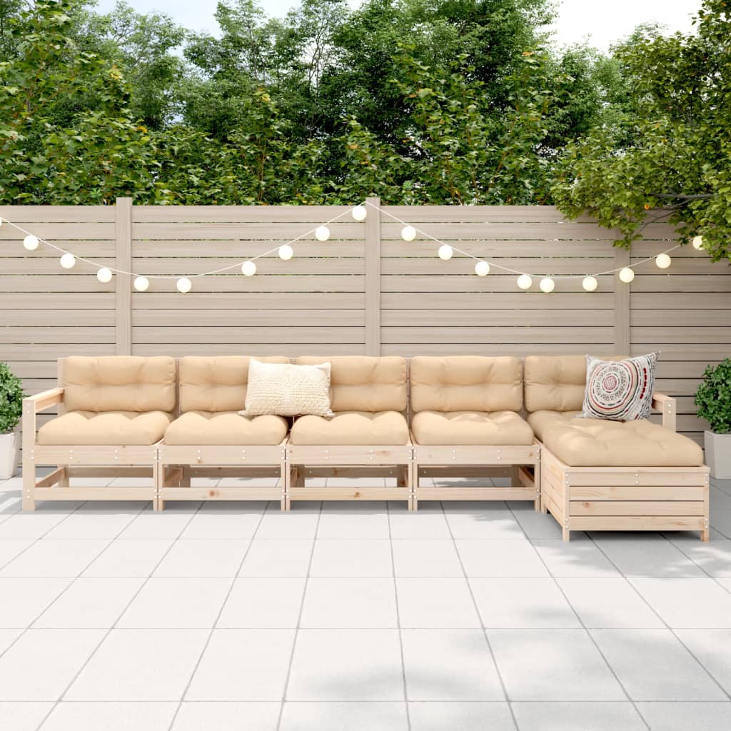 Set Divani da Giardino 6 pz in Legno Massello di Pino