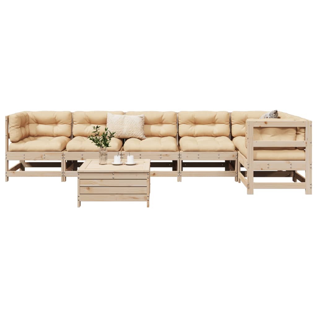 Set Divani da Giardino 7 pz in Legno Massello di Pino
