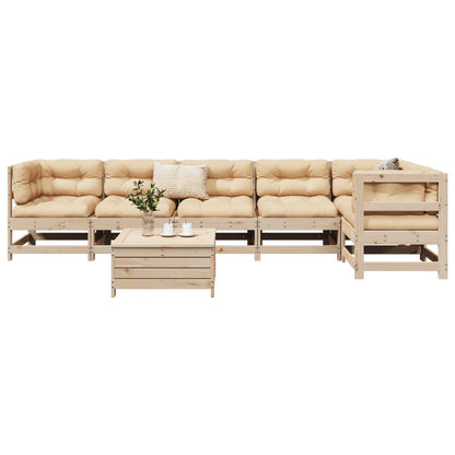 Set Divani da Giardino 7 pz in Legno Massello di Pino