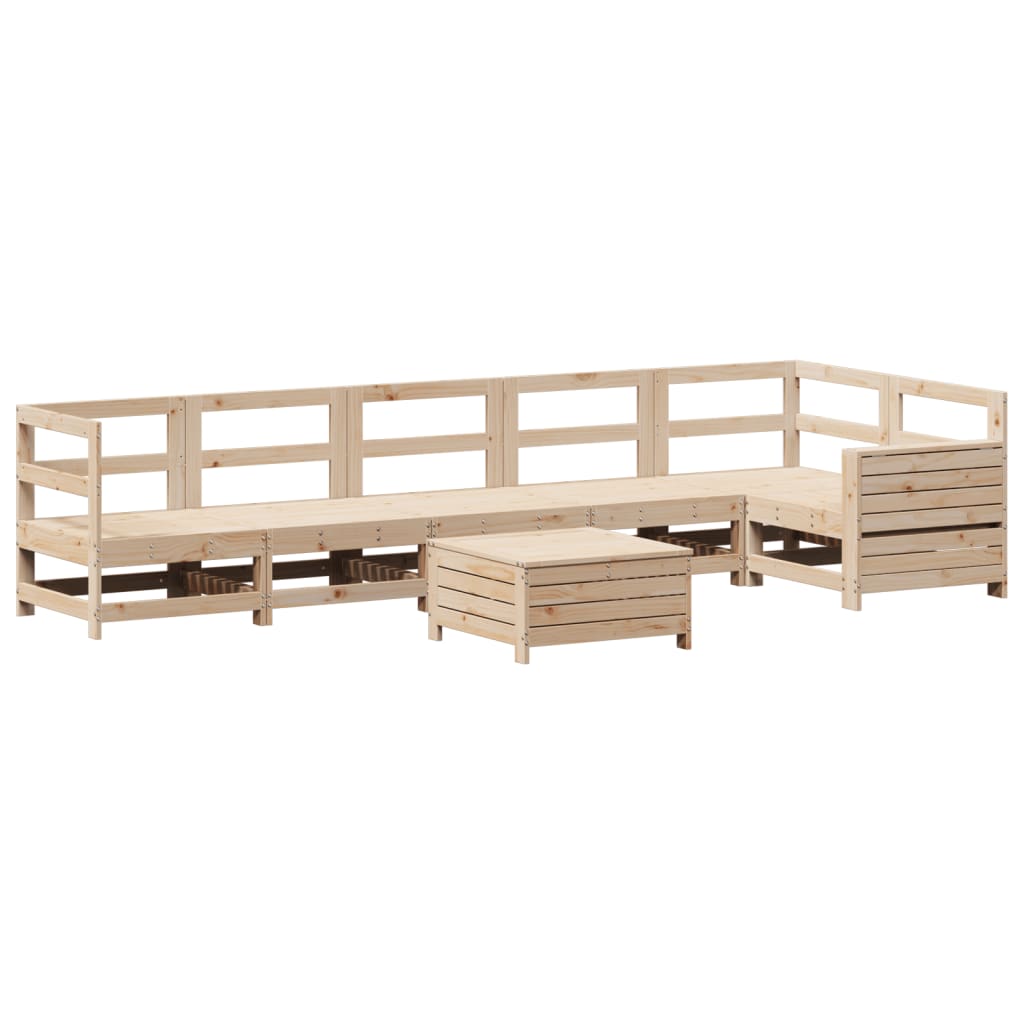 Set Divani da Giardino 7 pz in Legno Massello di Pino