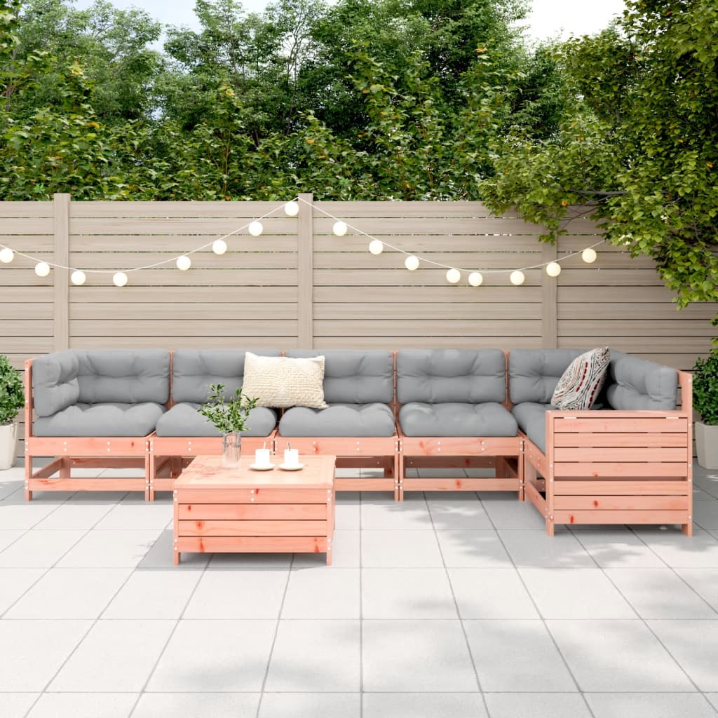 Set Divani da Giardino 7 pz in Legno Massello Abete Douglas