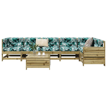 Set Divani da Giardino 7 pz in Legno Impregnato di Pino