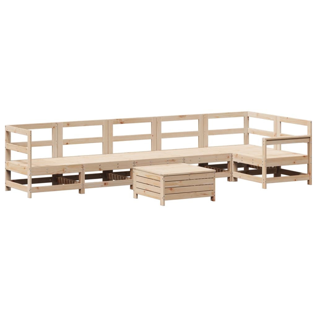 Set Divani da Giardino 7 pz in Legno Massello di Pino