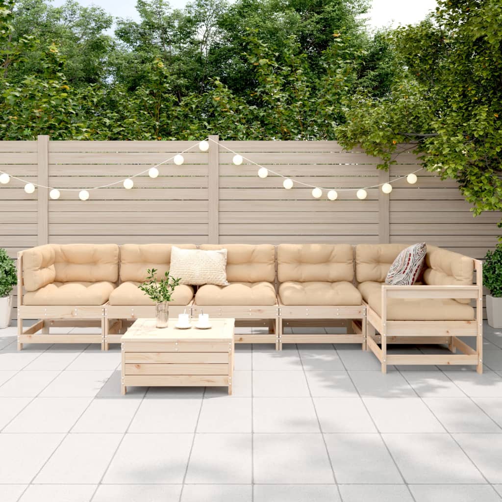 Set Divani da Giardino 7 pz in Legno Massello di Pino
