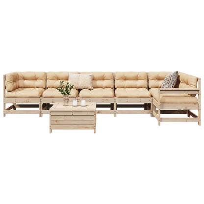 Set Divani da Giardino 7 pz in Legno Massello di Pino