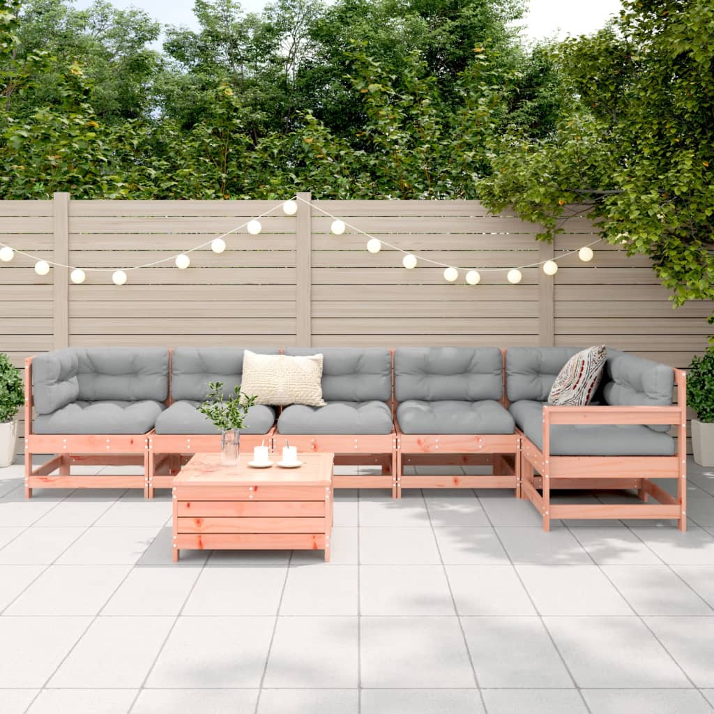 Set Divani da Giardino 7 pz in Legno Massello Abete Douglas