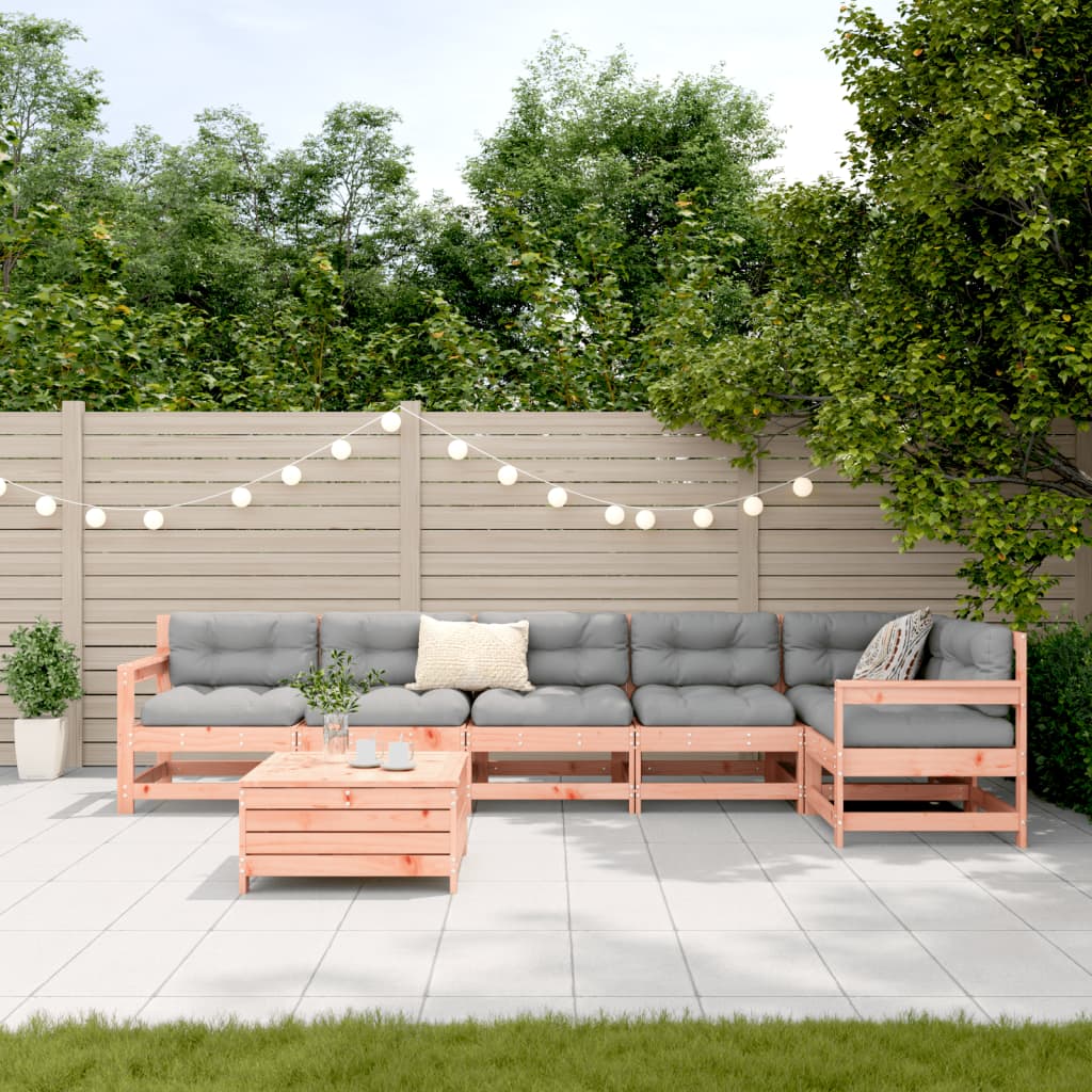 Set Divani da Giardino 7 pz in Legno Massello Abete Douglas