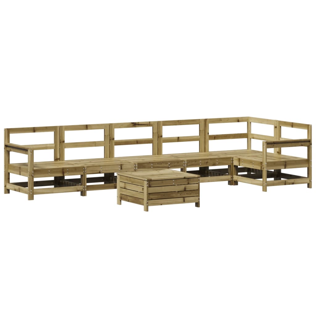 Set Divani da Giardino 7 pz in Legno Impregnato di Pino