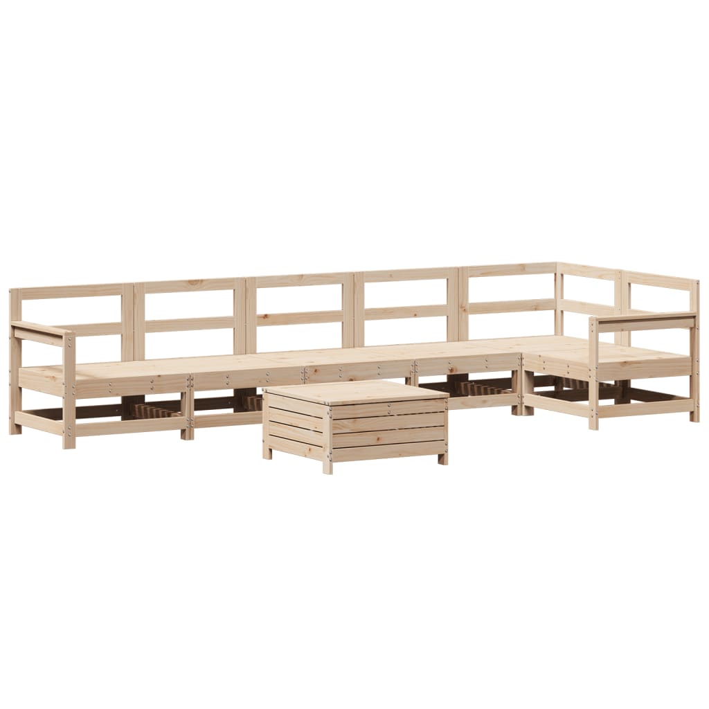 Set Divani da Giardino 7 pz in Legno Massello di Pino