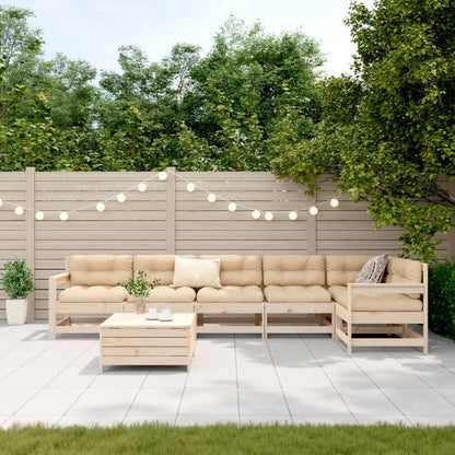 Set Divani da Giardino 7 pz in Legno Massello di Pino