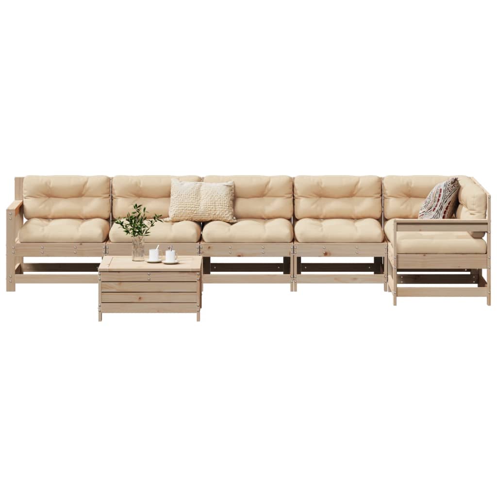 Set Divani da Giardino 7 pz in Legno Massello di Pino