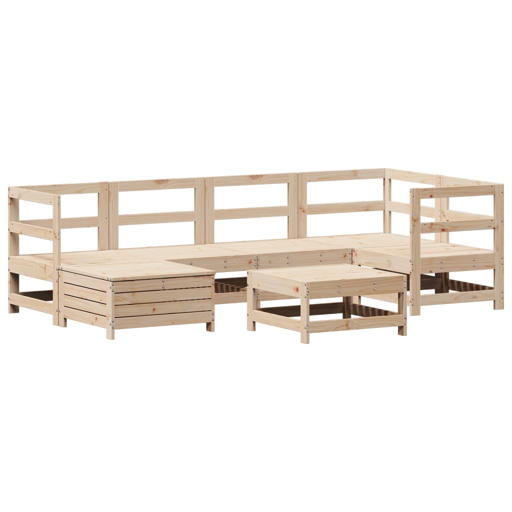 Set Divani da Giardino 7 pz in Legno Massello di Pino