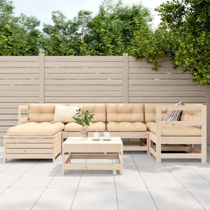 Set Divani da Giardino 7 pz in Legno Massello di Pino