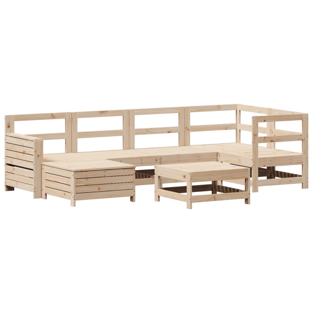 Set Divani da Giardino 7 pz in Legno Massello di Pino