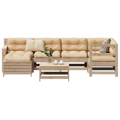 Set Divani da Giardino 7 pz in Legno Massello di Pino