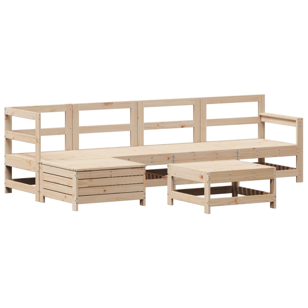 Set Divani da Giardino 6 pz in Legno Massello di Pino
