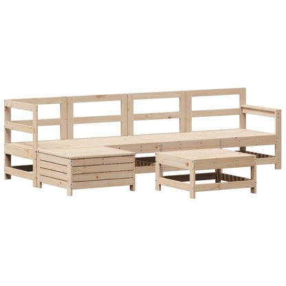 Set Divani da Giardino 6 pz in Legno Massello di Pino