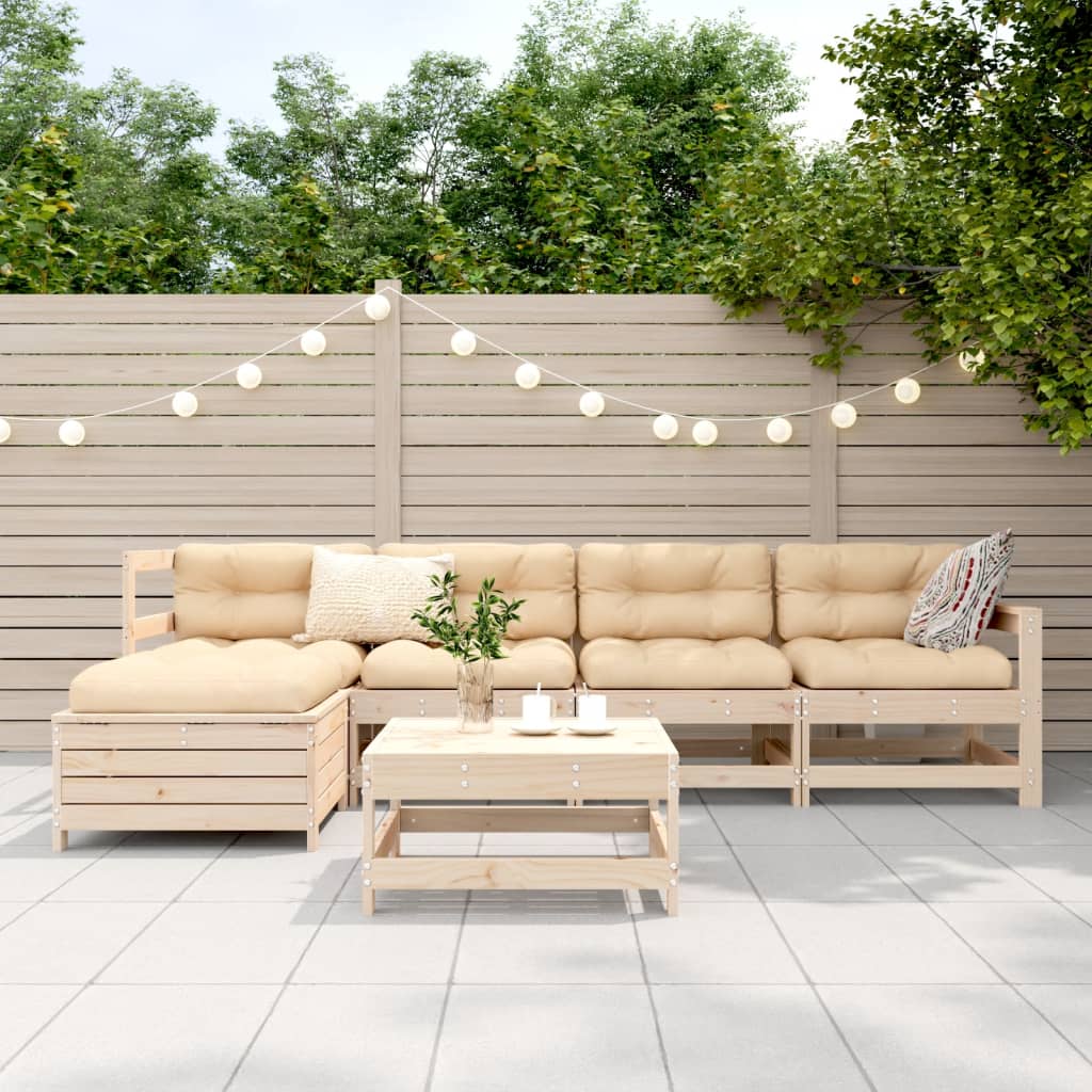 Set Divani da Giardino 6 pz in Legno Massello di Pino