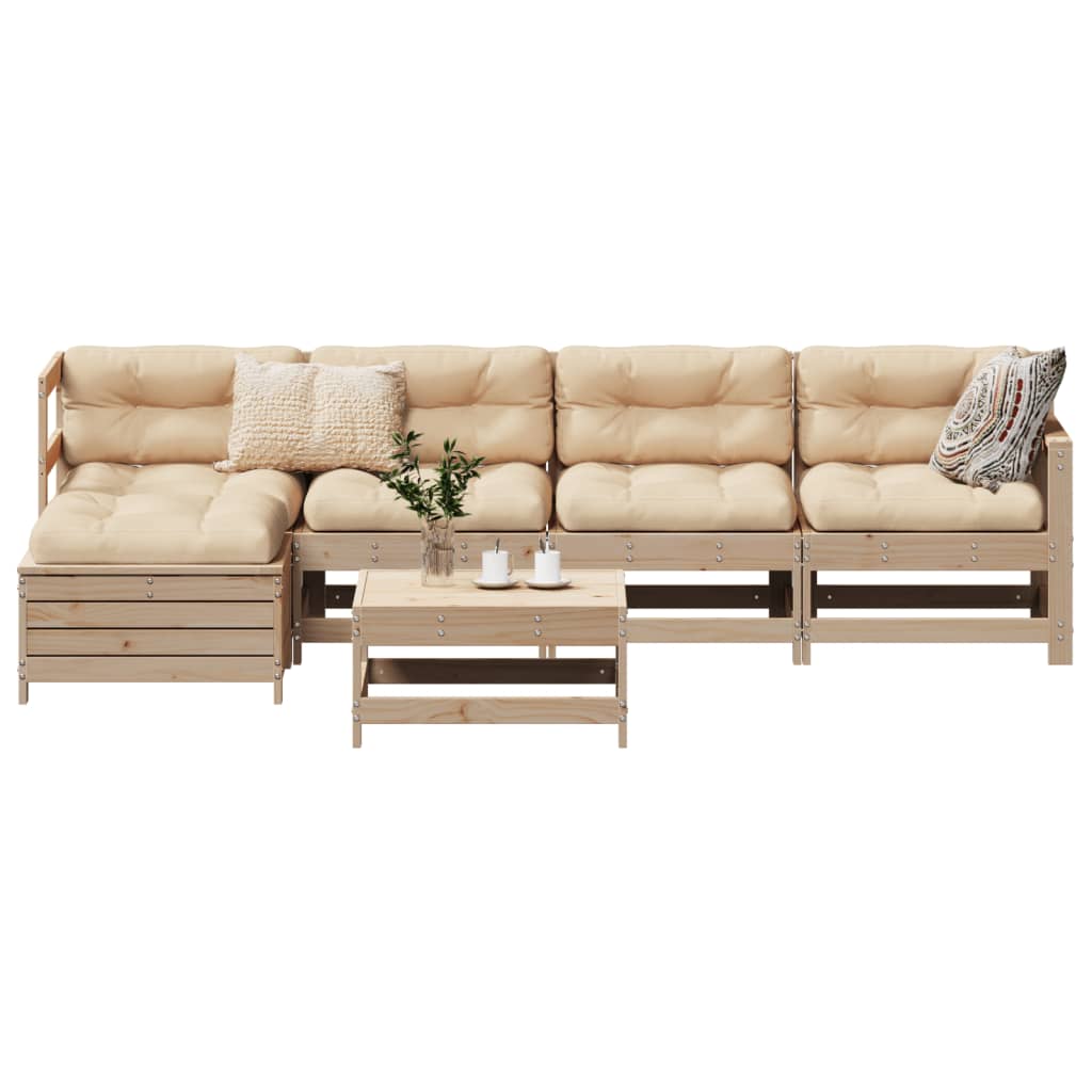 Set Divani da Giardino 6 pz in Legno Massello di Pino