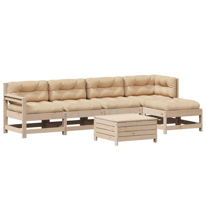 Set Divani Giardino 6 pz con Cuscini in Legno Massello di Pino