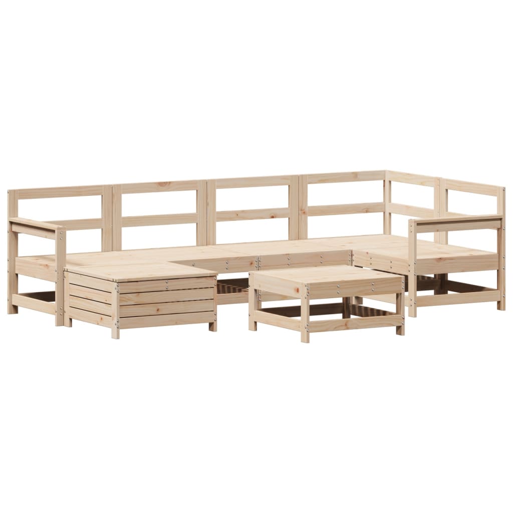 Set Divani da Giardino 7 pz in Legno Massello di Pino