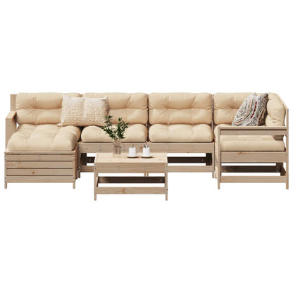 Set Divani da Giardino 7 pz in Legno Massello di Pino