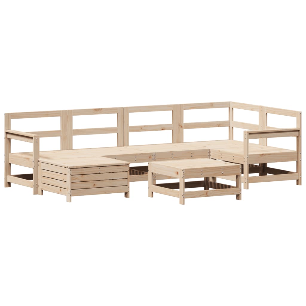 Set Divani da Giardino 7 pz in Legno Massello di Pino