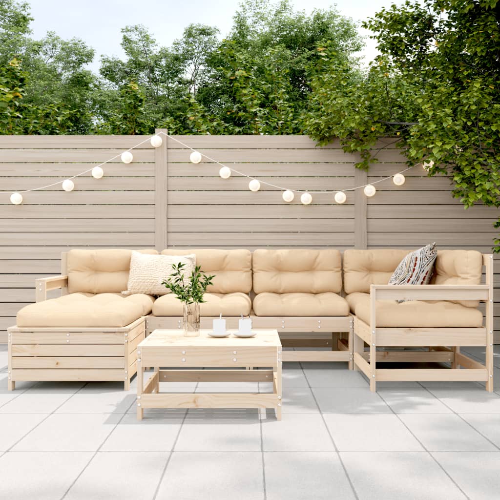 Set Divani da Giardino 7 pz in Legno Massello di Pino