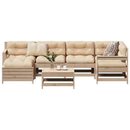 Set Divani da Giardino 7 pz in Legno Massello di Pino