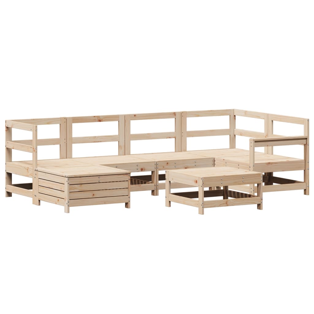 Set Divani da Giardino 7 pz in Legno Massello di Pino