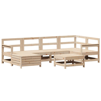 Set Divani da Giardino 7 pz in Legno Massello di Pino