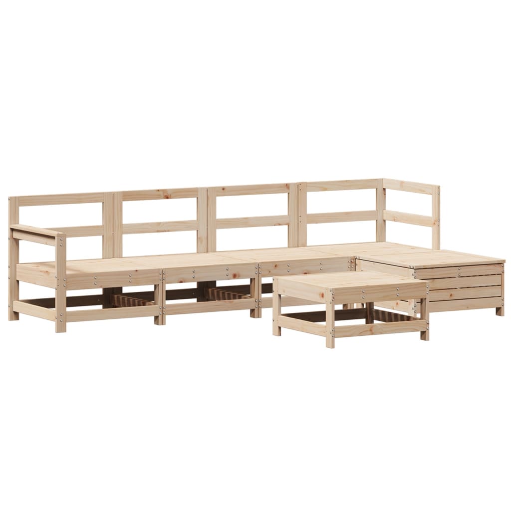 Set Divani da Giardino 6 pz in Legno Massello di Pino