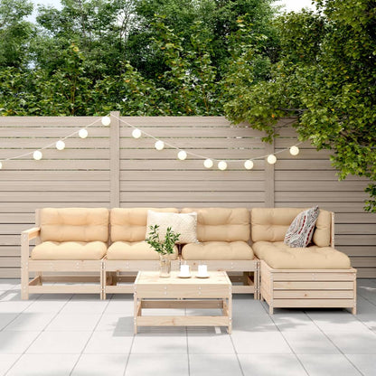 Set Divani da Giardino 6 pz in Legno Massello di Pino