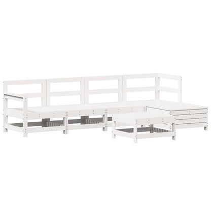 Set Divani da Giardino 6 pz Bianco in Legno Massello di Pino