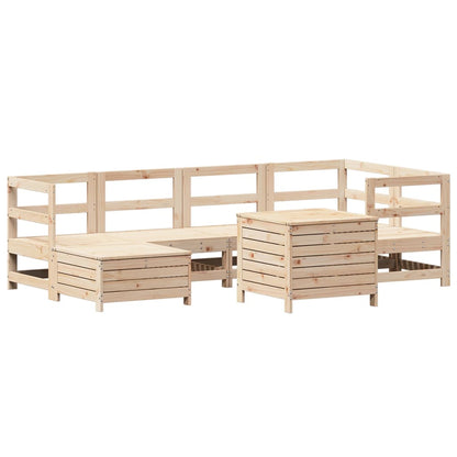 Set Divani da Giardino 7 pz in Legno Massello di Pino