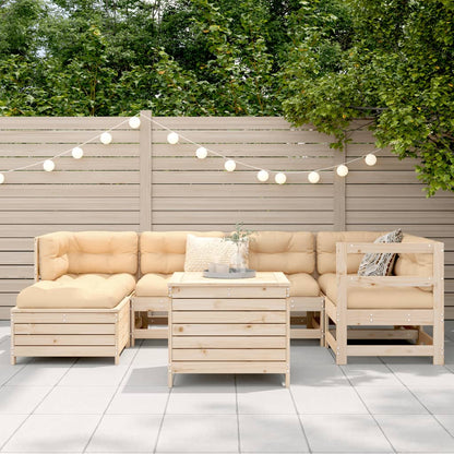 Set Divani da Giardino 7 pz in Legno Massello di Pino