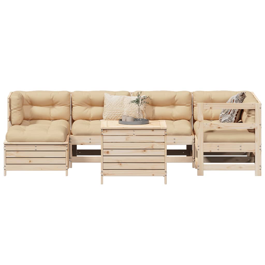 Set Divani da Giardino 7 pz in Legno Massello di Pino