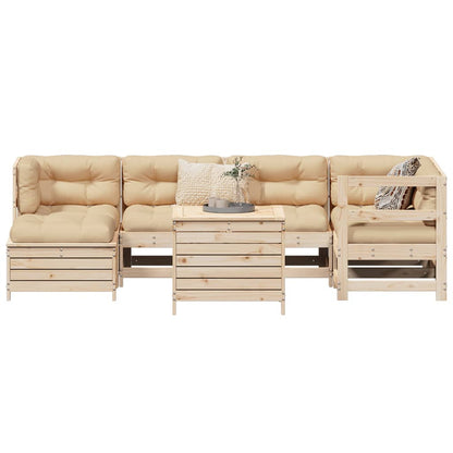 Set Divani da Giardino 7 pz in Legno Massello di Pino