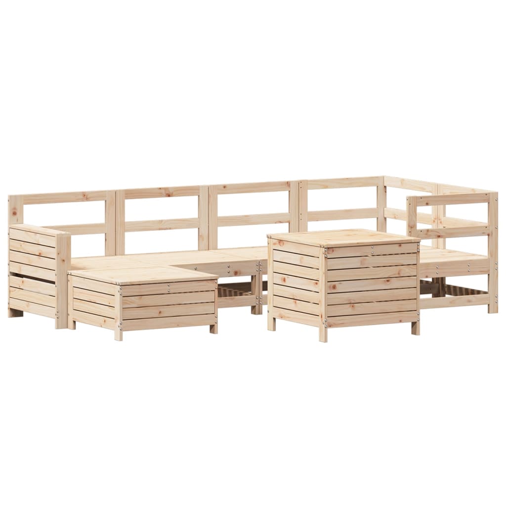 Set Divani da Giardino 7 pz in Legno Massello di Pino