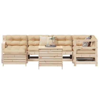 Set Divani da Giardino 7 pz in Legno Massello di Pino
