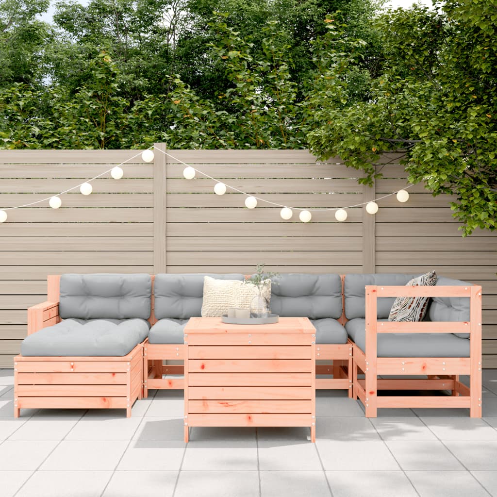 Set Divani da Giardino 7 pz in Legno Massello Abete Douglas