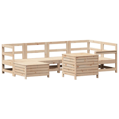 Set Divani da Giardino 7 pz in Legno Massello di Pino