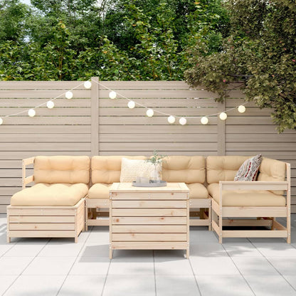Set Divani da Giardino 7 pz in Legno Massello di Pino