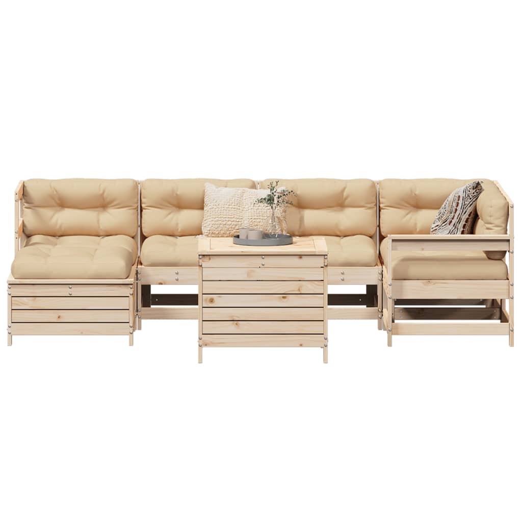 Set Divani da Giardino 7 pz in Legno Massello di Pino