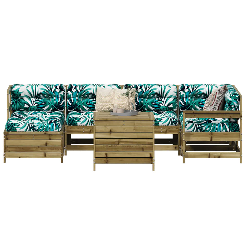 Set Divani da Giardino 7 pz in Legno Impregnato di Pino